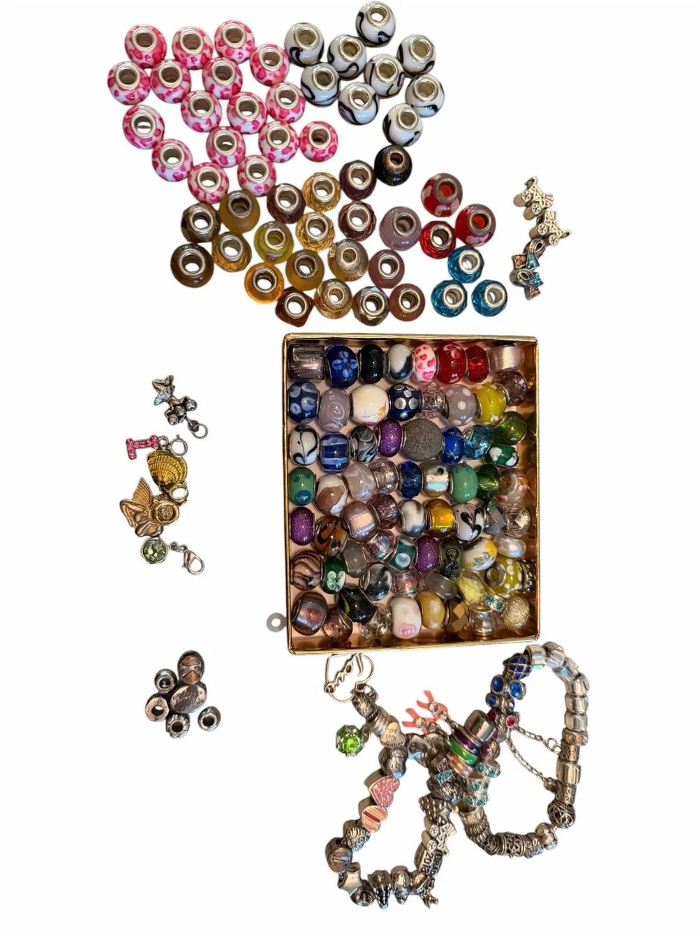 Mixed Charm Beads and Silver Chains
